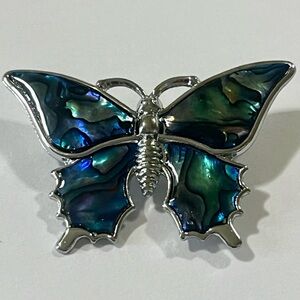 Silver, Green and Blue Butterfly Brooch